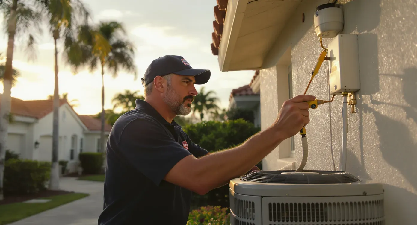 Miami Metro HVAC professional working on a residential AC unit