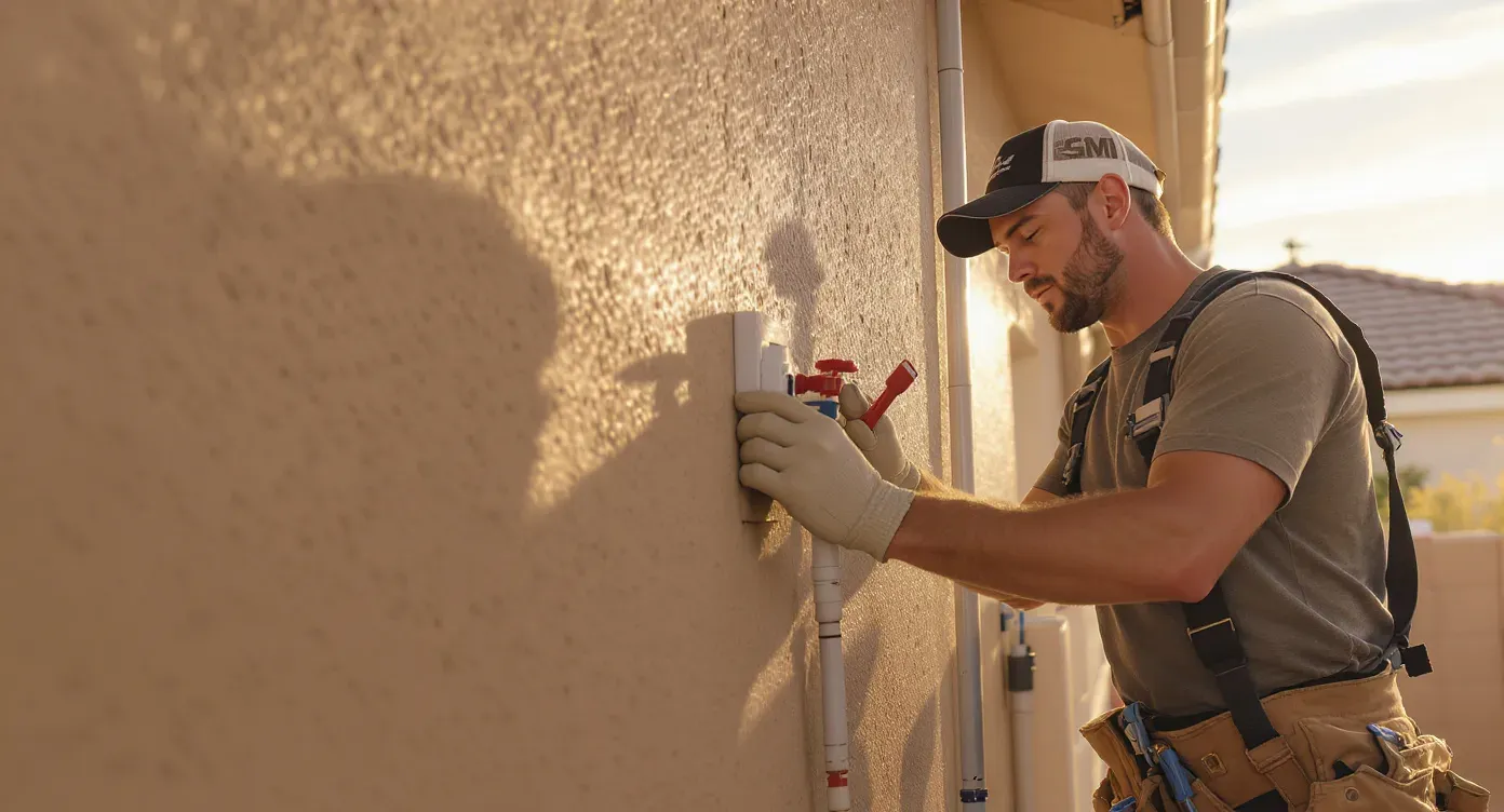 Las Vegas Metro Plumbing professional working on a residential AC unit