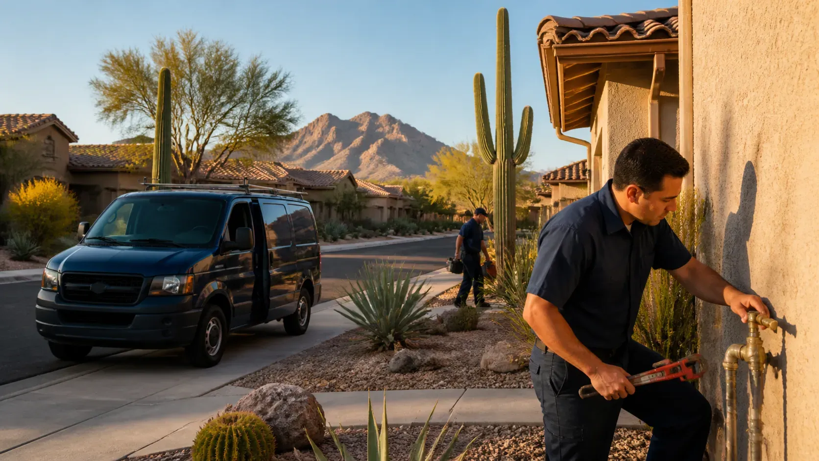 Phoenix Metro Plumber working on a residential AC unit